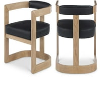 Меридијански мебел Манчестер црн фау кожа за јадење стол
