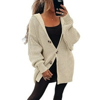 Јакна за плетен џемпер со цврста боја на женски кардиган, плетена џемпер од џемпер