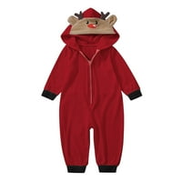 Удобна бебешка облека за бебиња за Божиќно семејство што одговара на пижами симпатична голема глава елен печатење PJS, долг