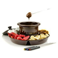 Електричното чоколадо или сирење за мерење на сирење и потопло сет, сад за сервирање на керамичка забава, вклучува вилушки за