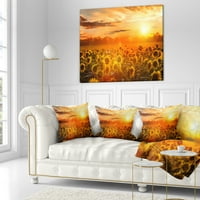DesignArt Yellow Sunset преку сончогледи - Перница со цвеќиња - 16x16