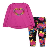 Crayola дете и Graphic Graphic Tee и хеланки со долги ракави, сет на облеки од 2 парчиња, големини 2T-6X