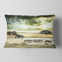 DesignArt Wild African Zebras and Elephant - African Folth Pemlow - 12x20