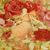 Сон Рози Жена со црвени рози Постер печатење Од Лора Ц. Хилс
