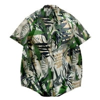 Копчиња за кошули на хавајски кошули надолу со кошули Кратки ракави Тропски графички принтрипки летни одмори од плажа кошули за мажи момче