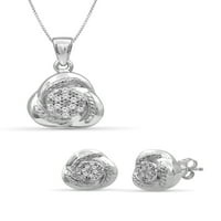 JewelersClub Carat T.W. Бела дијамант Стерлинг Сребрен 2-парчен loveубовен јазол сет