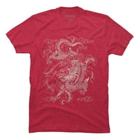 Гроздобер Кинески Змеј Батик Менс Црвена Хедер Графички Маичка-Дизајн Од Страна На Луѓето