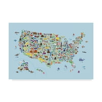 Трговска марка ликовна уметност „Mapивотна мапа на Соединетите Држави за деца и деца Сина“ платно уметност од Мајкл Томпсет