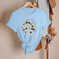 Жените Пролет Лето Пчели Печатени Краток Ракав О Вратот Маица Врвот женски маици памук маици за жени