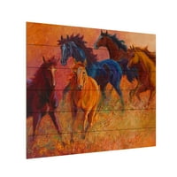 Трговска марка ликовна уметност „Слободен опсег на коњите“ дрвена wallидна уметност од Мерион Роуз