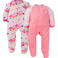 Gerber Baby & Toddler Girls Microfleece Plabte Sleeper Pajamas