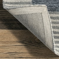Нулум Шели Апстрактна лента со волна, килим, 4 '6', сина