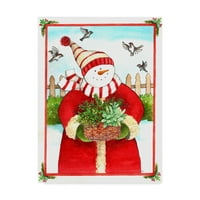 Заштитена марка ликовна уметност „Кошница за подароци од снежен човек“ платно уметност од Мелинда Хипшер