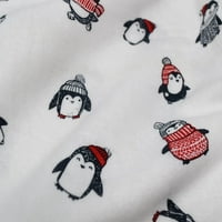 & Нат Зимски Одмор Забава Пингвин Печатени Фланелен Лист Во Собата Памук Јаглен Црвено Сива Девојки Момчиња Топло Деца