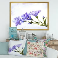 DesignArt 'Сини диви цвеќиња со лисја II' Традиционално врамен уметнички принт