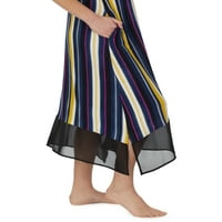 Фустани Gyouwnll За Жени Мода Лето Секојдневен Печатење V - Вратот Без Ракави Фустани Долго Цветни Печатење